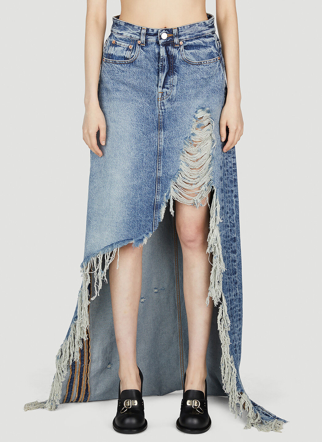 Distressed Denim Skirt in Blue GUESS