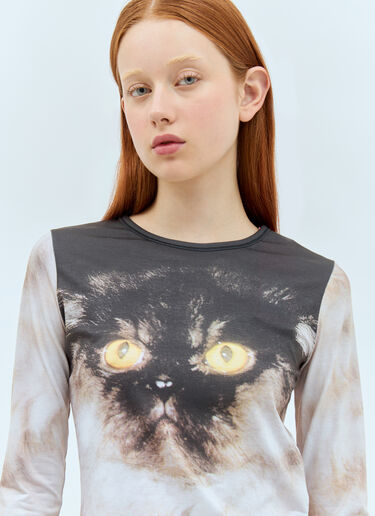 Chopova Lowena Cat Print Jersey Top Grey cho0258005