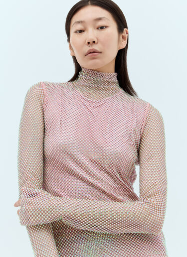 Sportmax Rhinestone High-Neck Top Pink spx0257002