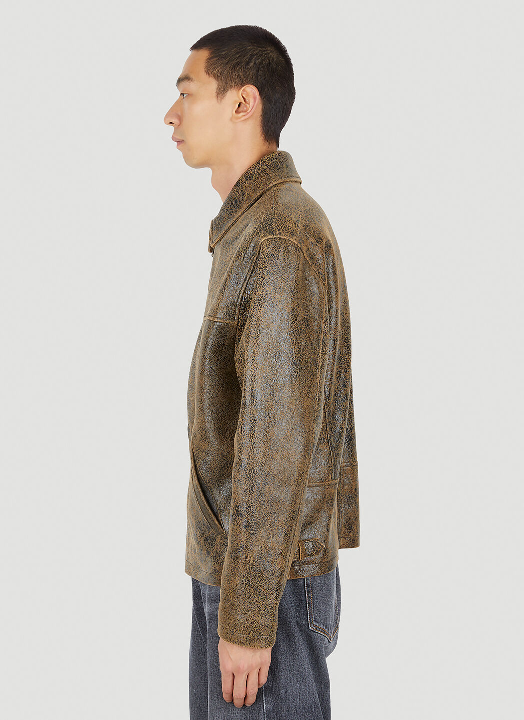 Guess USA Cracked Leather Jacket in Brown | LN-CC®