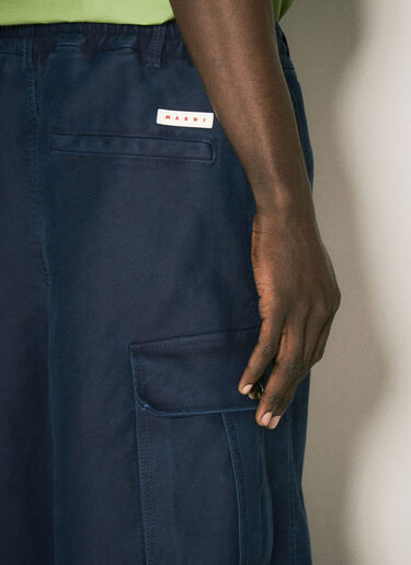 Marni Woven Cotton Cargo Pants Navy mni0157008