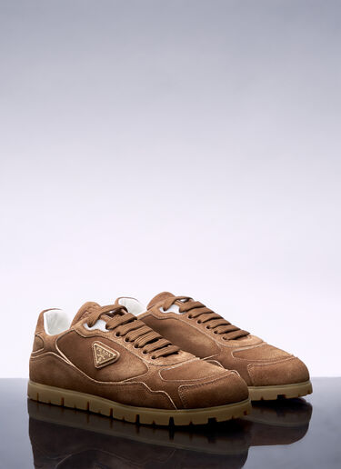 Prada Downtown Delavé Suede Sneakers Brown pra0258033