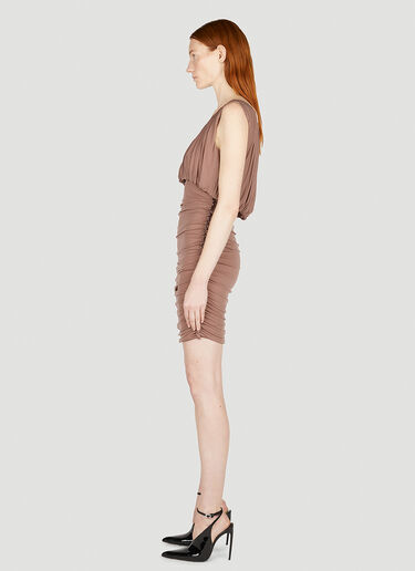 Saint Laurent Ruched Mini Dress Brown sla0251054