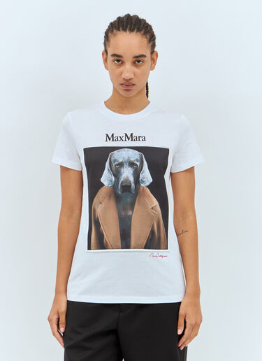 Max Mara Dog Print T-Shirt White max0257027