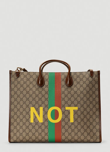 Gucci 'fake/not' Print Large Tote Bag in Natural for Men