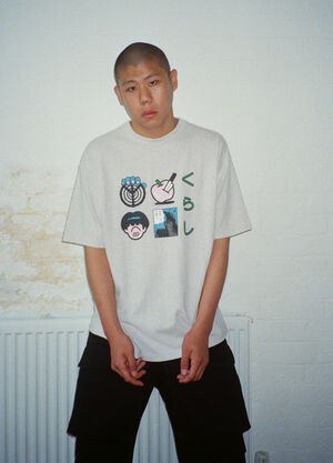 BEAMS BEAMS T x LN-CC T-Shirt With Artwork By Face Light Grey bms0158009