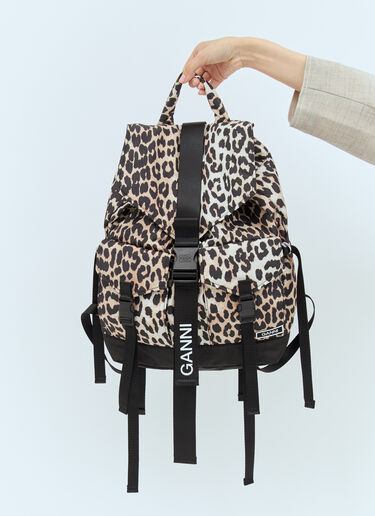 GANNI Leopard Tech Backpack Beige gan0257055