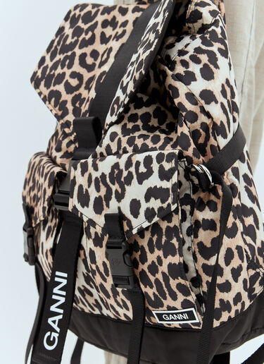 GANNI Leopard Tech Backpack Beige gan0257055