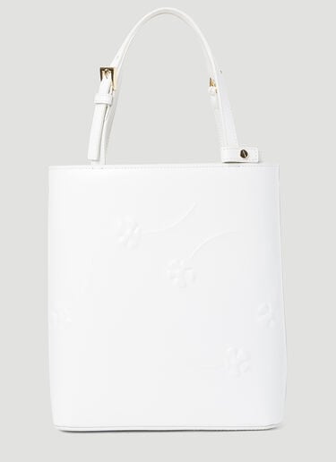 Prada Flower Embossed Mini Tote Bag White pra0254055
