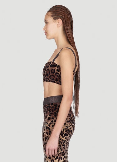 Dolce & Gabbana Women's Leopard Print Crop Top in Brown