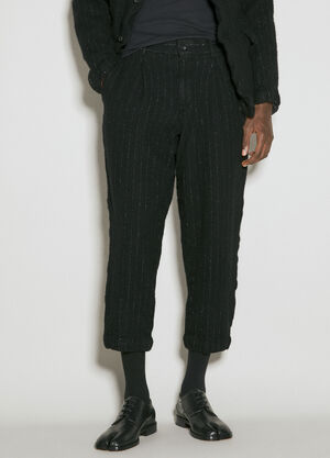 Yohji Yamamoto Lame Pinstripe Pants Black yoy0156007