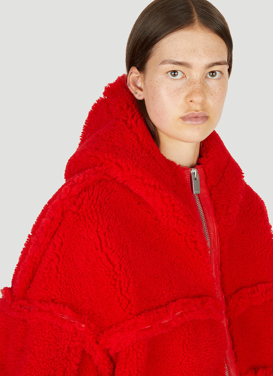 1017 ALYX 9SM Oversized Shearling Jacket in Red | LN-CC