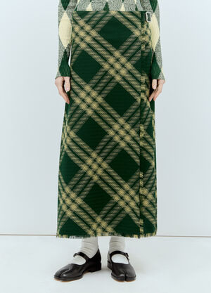 Burberry Wool Check Midi Skirt Green bur0255035