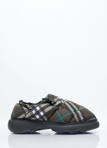 Burberry Check Nylon-Blend Pillow Mule Green bur0157025