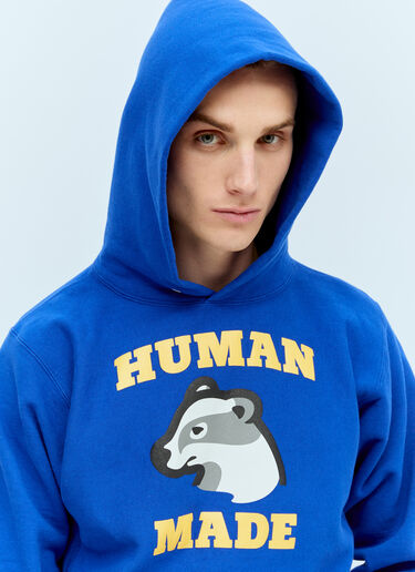 Human Made Logo Print Hooded Sweatshirt Blue hmd0154011