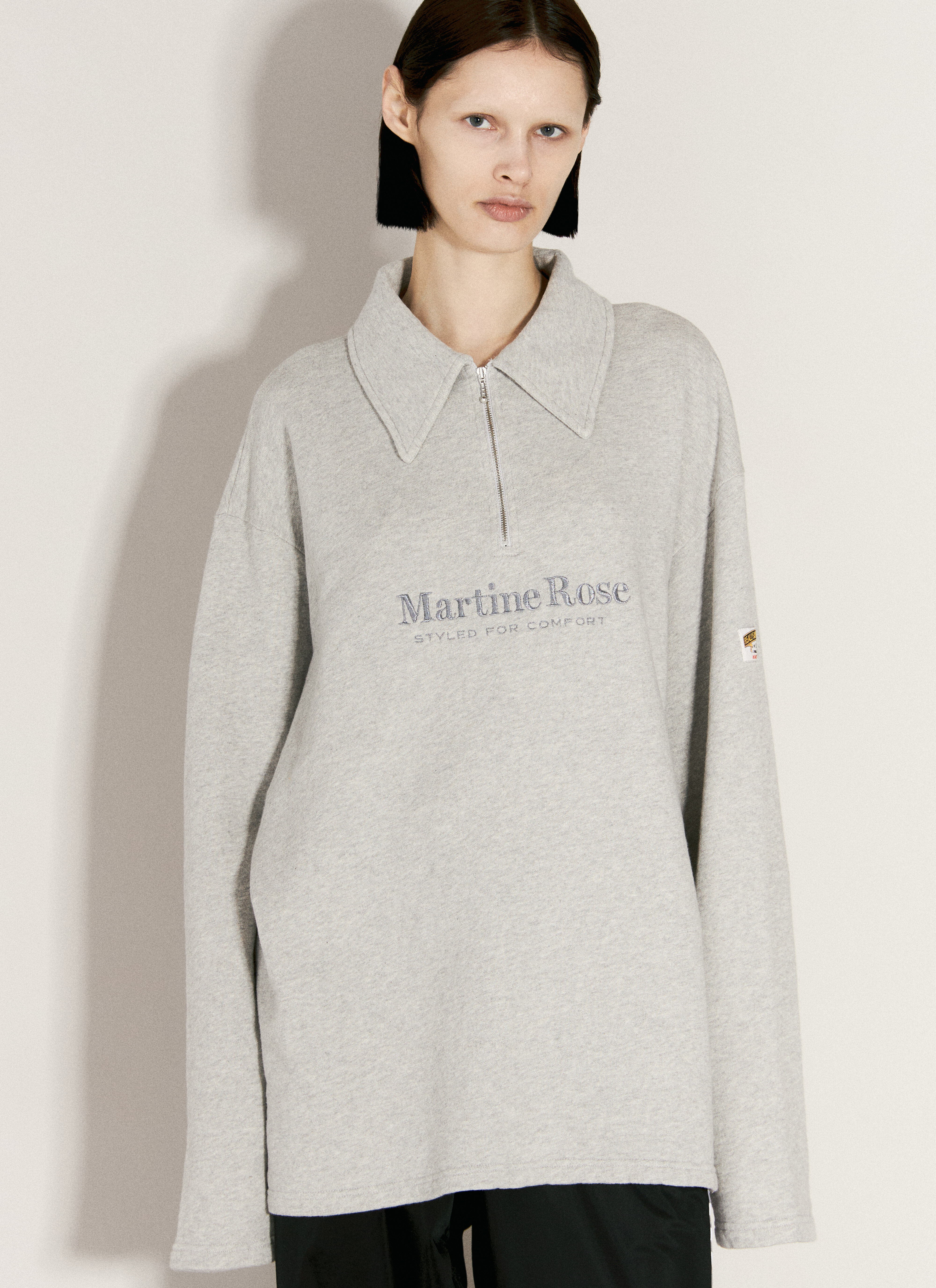 Martine Rose Logo Embroidery Zip-Up Polo Sweatshirt Blue mtr0255004