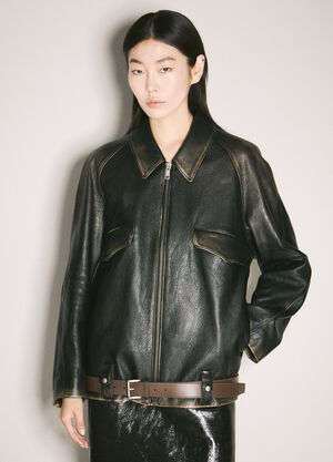 Prada Leather Blouson Jacket White pra0258007