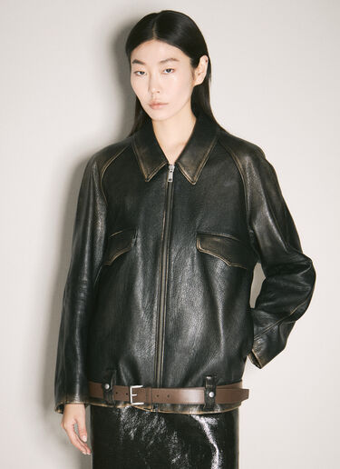 Prada Leather Blouson Jacket Black pra0258012