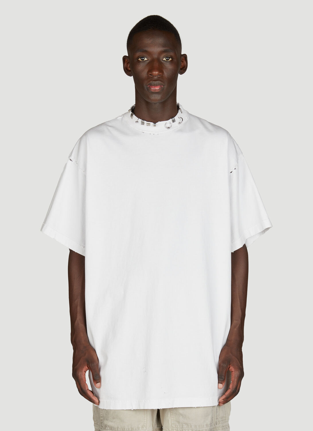 Shop Balenciaga Pierced Oversized T-shirt In White