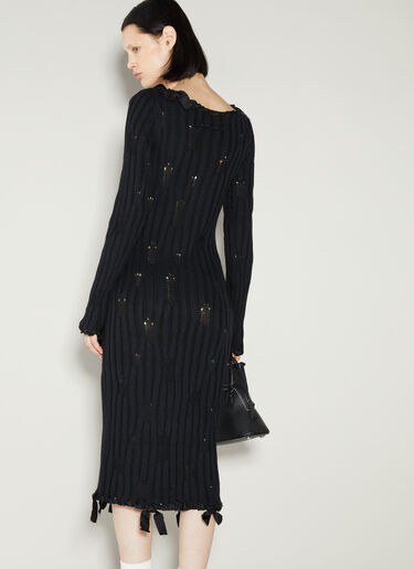 MM6 Maison Margiela Distressed Knit Dress Black mmm0254004