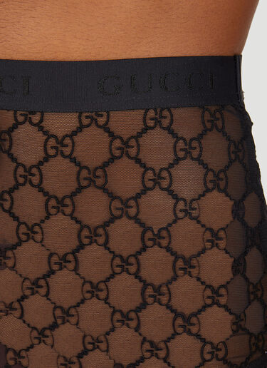 Gucci Women's GG Embroidered Tulle Briefs in Black