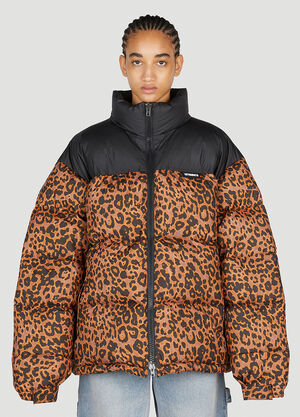 VETEMENTS Leopard Print Puffer Jacket Black vet0255014