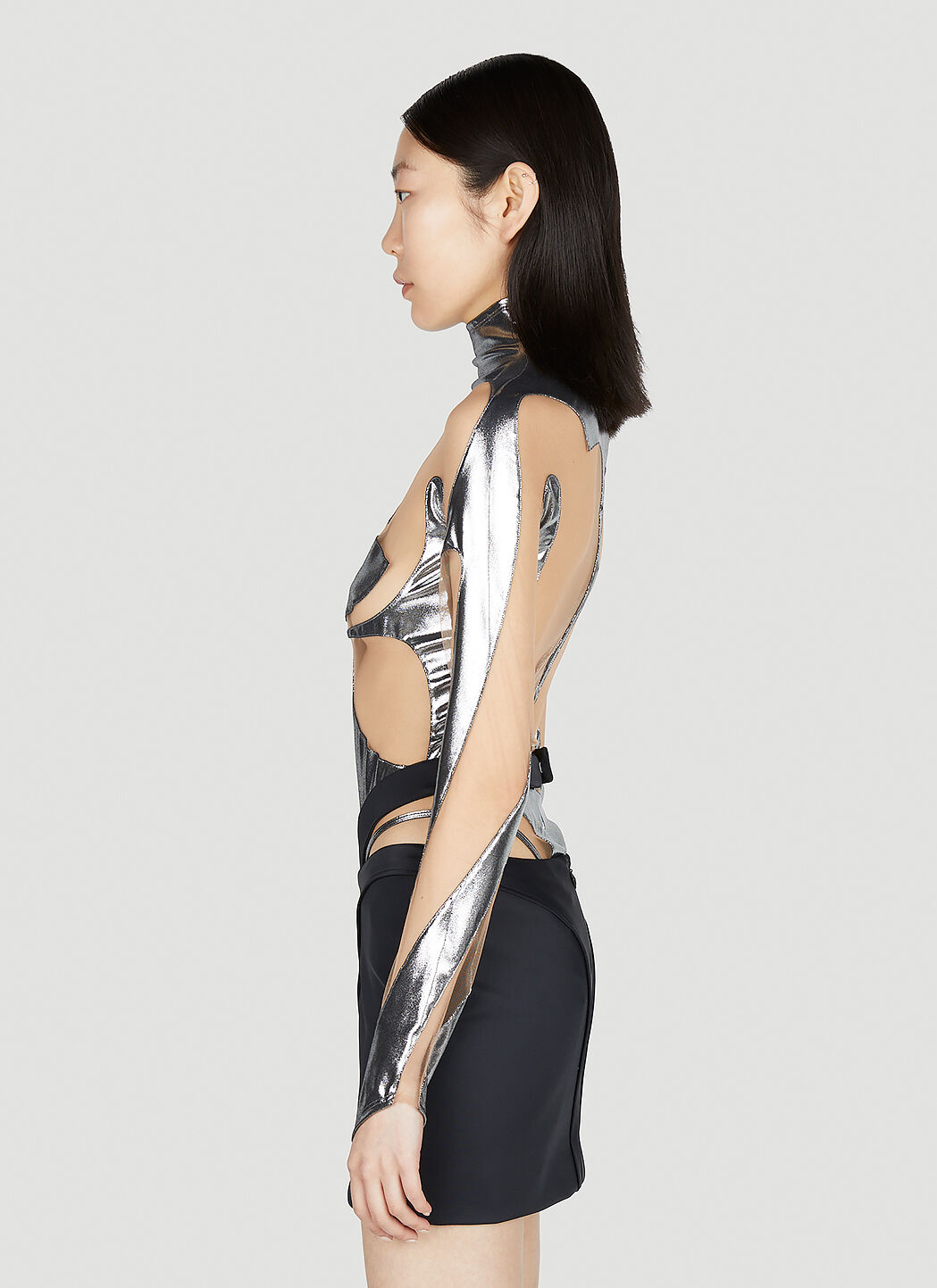 Metallic Cut Out Illusion Bodysuit