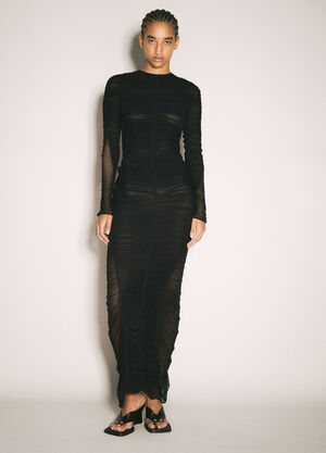 Saint Laurent Ruched Gown Black sla0254023