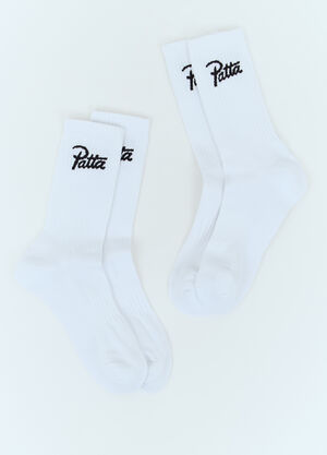 Patta Set Of Two Script Logo Sport Socks Black pat0154025