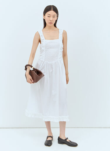 GANNI Cotton Poplin Midi Dress White gan0257010