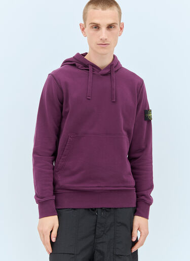 Stone Island 로고 패치 후드티셔츠 퍼플 sto0158042