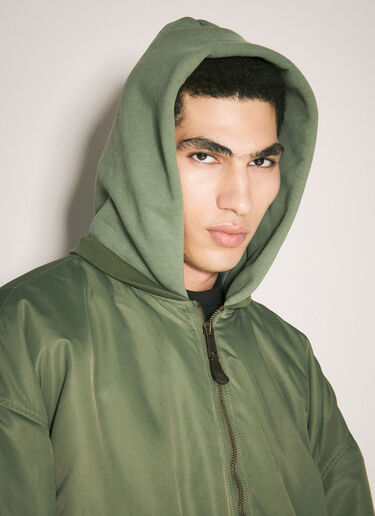 Balenciaga Dyed Hooded Bomber Jacket Green bal0157012