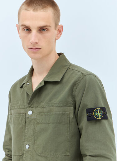 Stone Island ロゴパッチ オーバーシャツ  グリーン sto0158034