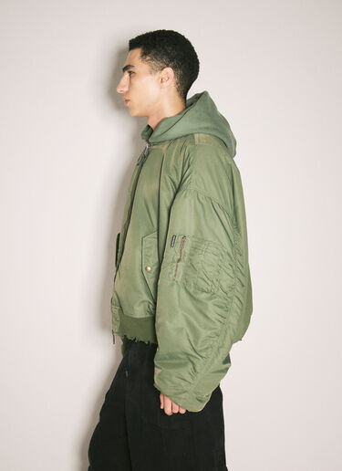 Balenciaga Dyed Hooded Bomber Jacket Green bal0157012