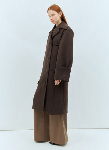 JW Anderson Turn-Up Cuffs Oversized Coat Brown jwa0258001