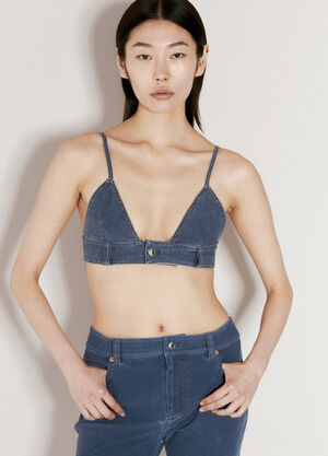 GANNI Trompe L'oeil Denim Bra Top Silver gan0255016