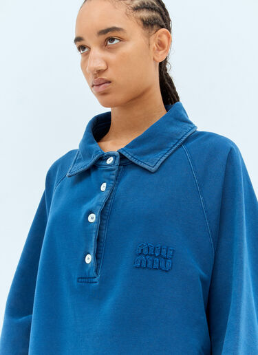 Miu Miu Logo Patch Polo Sweatshirt Blue miu0357002