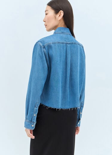 Miu Miu Logo Embroidery Denim Shirt Blue miu0258017