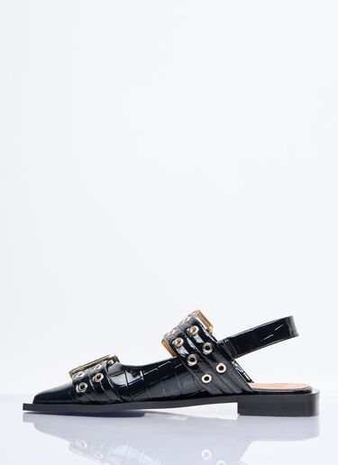 Ganni Feminine Buckle Ballerina Flats Black gan0258050