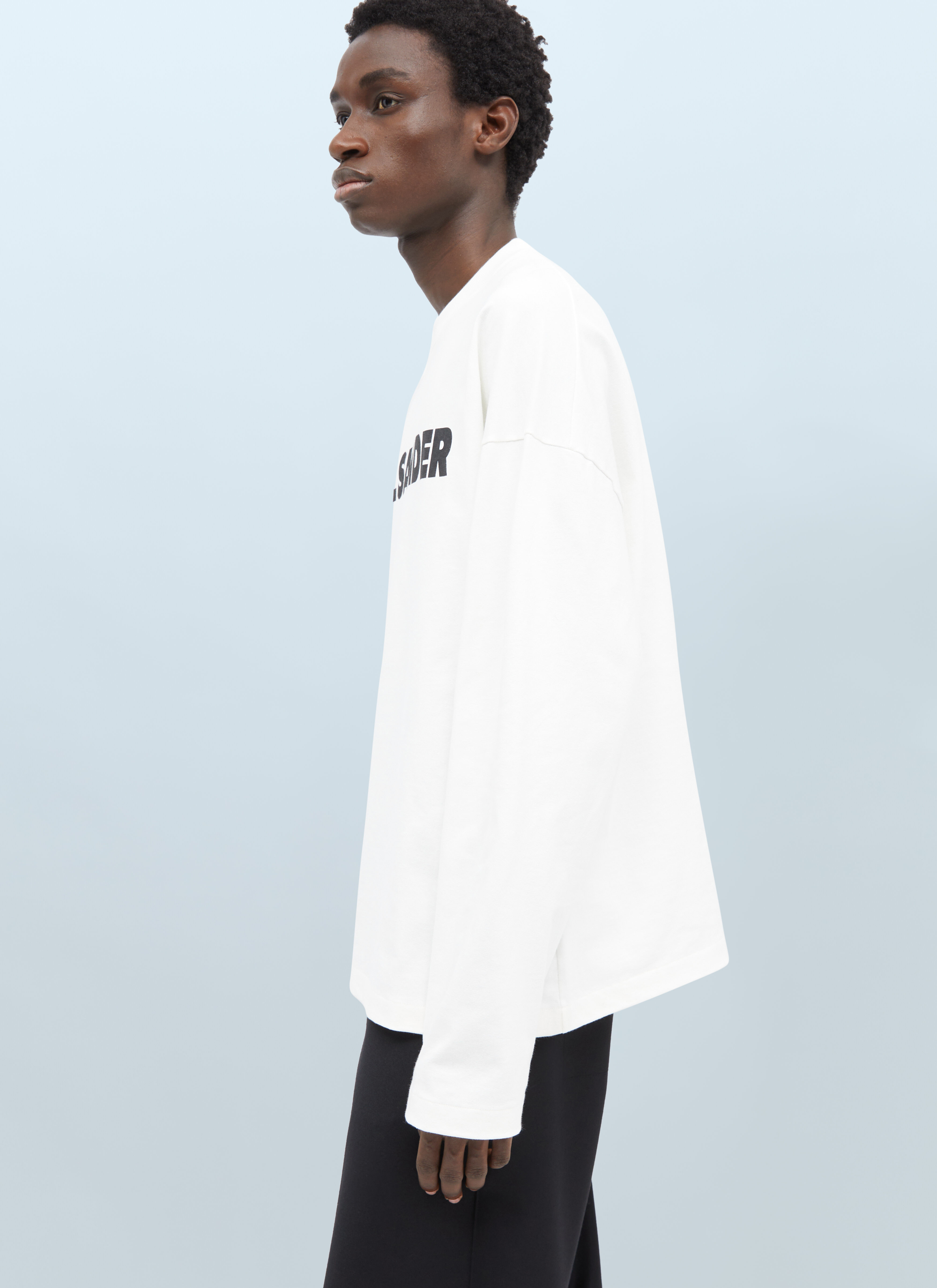 Jil Sander Men's Logo Print Long Sleeve T-Shirt in White | LN-CC®