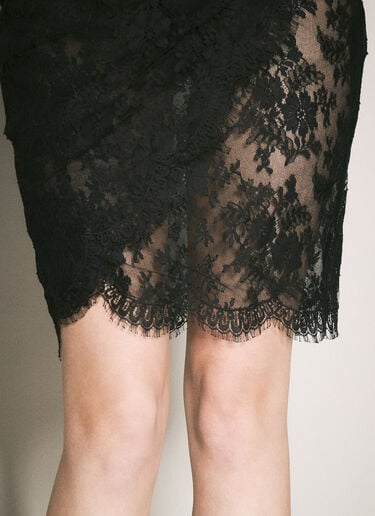 Saint Laurent Wrap Lace Pencil Skirt Black sla0257017