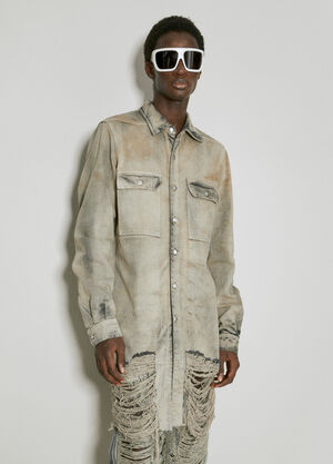 JW Anderson Long Distressed Denim Jacket White jwa0156004