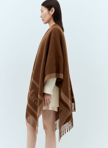 Max Mara Wool Cloak With Fringes Brown max0257035