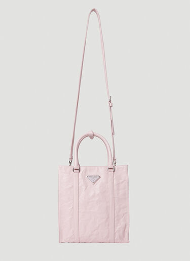Prada Crinkled Leather Tote Bag Pink pra0252060