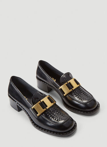 Prada Buckle Moccasin Shoes Black pra0240009