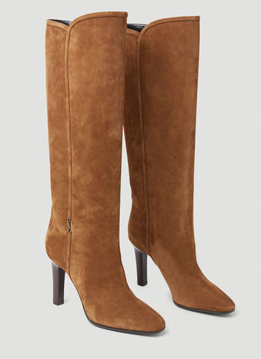 Saint Laurent Jane Suede Boots Brown sla0253082