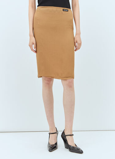 Miu Miu Silk Skirt Brown miu0258010