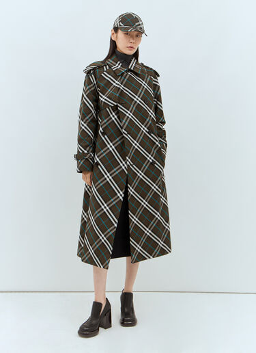 Burberry Check Twill Trench Coat Green bur0257010