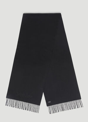 Balenciaga 徽标刺绣羊绒围巾 黑色 bcs0153001