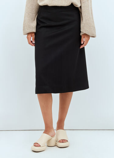 Jil Sander Wool Midi Skirt Black jil0257009